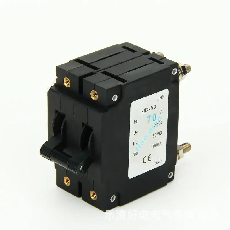 

10pcs Small overload circuit breaker hd-50/2p equipment circuit breaker hydraulic type electromagnetic circuit breaker