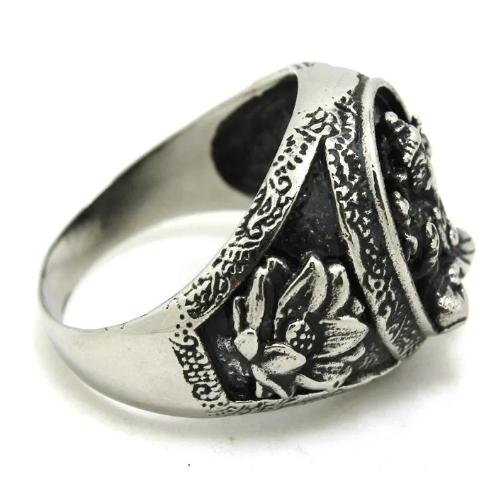 1pc Mens Boy Hight Quality Fashion Buddha US Style Ring 316L Stainless Steel Simple Ring 3