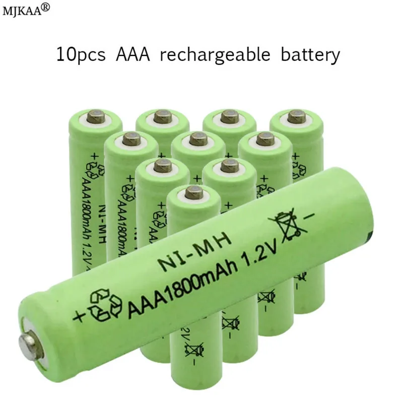 

10PCS AAA 1.2v NIMH Battery 3A 1800mah aaa Rechargeable Battery aaa ni-mh batteries AAA battery