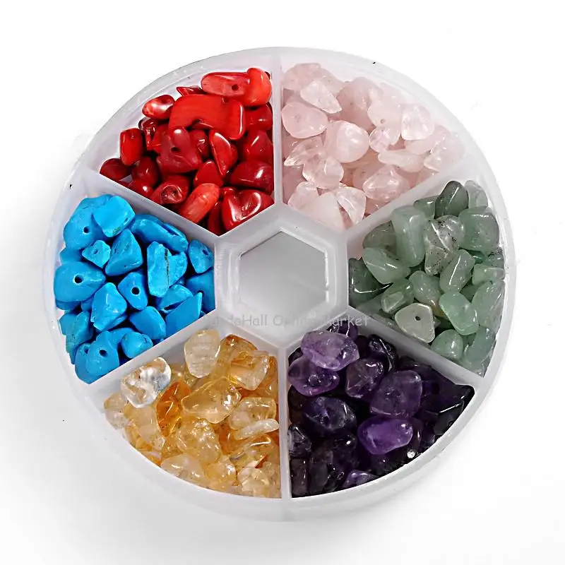 

1Box about 800pcs 6Color Drilled Nature Chip Mixstone Beads for Jewelry Making DIY Bracelet Necklace 7~12x5~8x3~5mm hole: 0.3mm