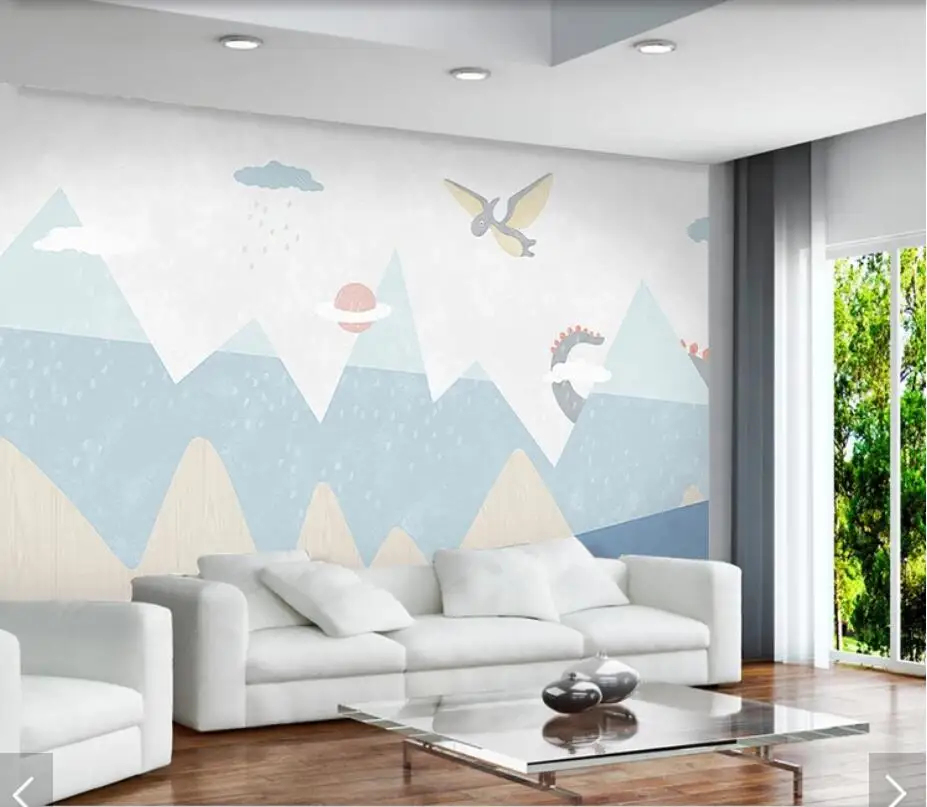 

Hand Painting Carton Dinosaur Wallpaper Mural Kids Bedroom Wall Papers Roll Home Wall Decor Wall Murals Decals 3d Wall Paper