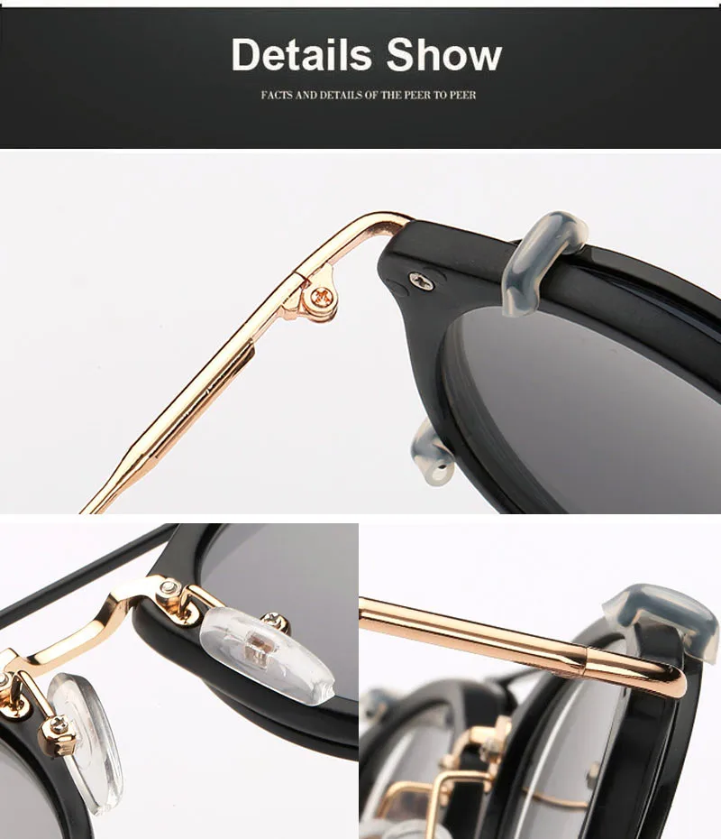 SHAUNA Ретро Для женщин солнцезащитные очки в стиле стимпанк, Брендовая Дизайнерская обувь Чехол-книжка с двумя молниями Объектив Модные Для мужчин Круглый панк очки UV400
