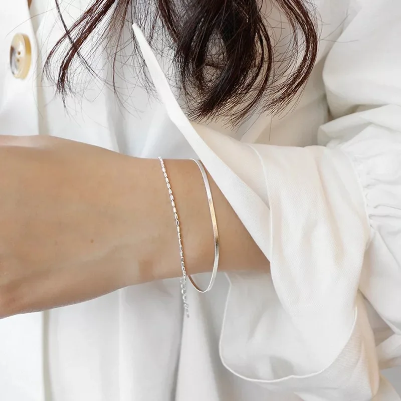 

925 sterling silver bracelet personality double-layer bracelet fashion simple student female silver hand jewelry