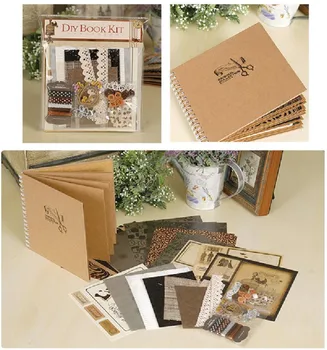 

2018-Best Gift Complete Scrapbook Kit For Family/Friend/Kid, 8 Themes Vintage DIY Scrapbooking Photo Album