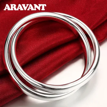 

Unique Creative Design 925 Silver Jewelry Women&Men Bangles Double Ring Unisex Simple Style Jewelry