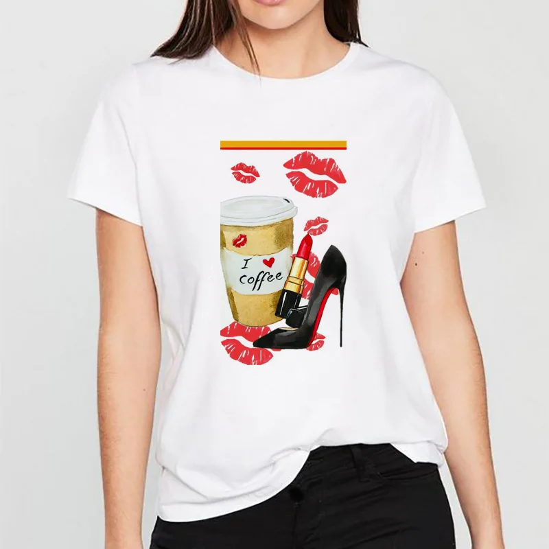 

Women Summer Harajuku T Shirt Camiseta Mujer Graphic Tees I Love Coffee Korean Kawaii Tops Tee Shirt Femme Dropshipping