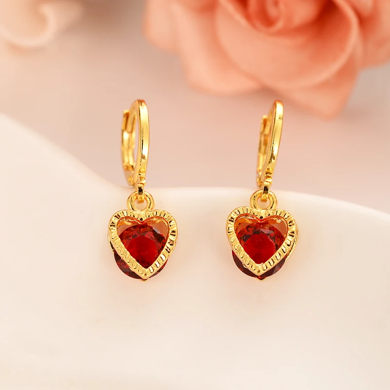 

Gold Heart drop Earrings Women/Girl,Love Trendy fashion Jewelry wedding bridal party kids children best gift