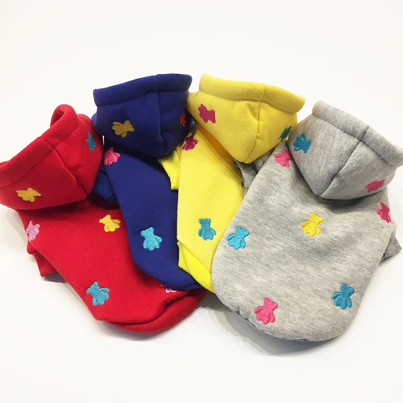 

2018 New Warm and Colorful Dog Hoodies Pet Clothes for Small Dogs Soft Cotton Blend Puppy Dog Clothes 4 Colors XXS-L 10E