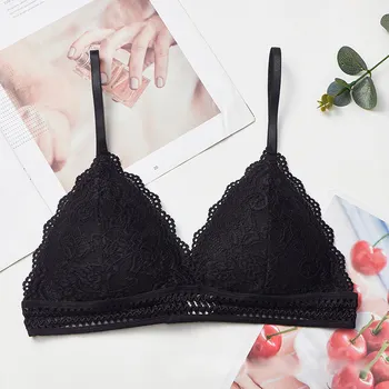 

Sale Deep V Lace women's Underwear White Black Red thin no steel ring Seamless bra sexy bras
