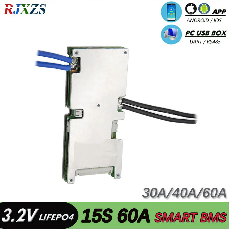 

smart bms bluetooth 15S 30A/40A/ 60A new Lifepo4 smart bms pcm with android Bluetooth app UART bms wi software (APP) monitor