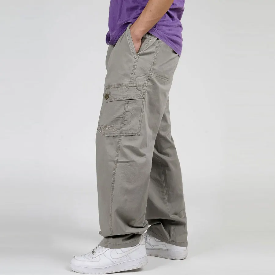 6XL размера плюс мужские брюки Карго повседневные свободные мужские мешковатые брюки мульти карманные военные комбинезоны для мужчин тренировочные брюки для занятий на открытом воздухе брюки - Цвет: Хаки