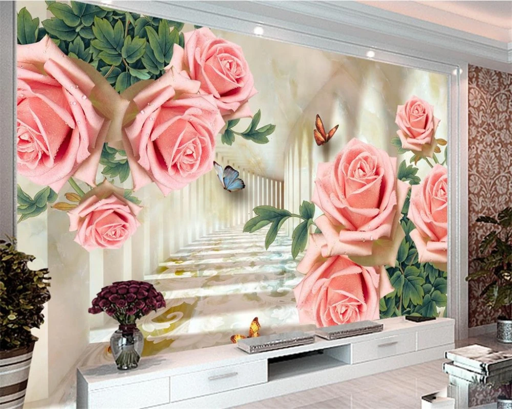 beibehang Custom large 3D wallpaper extension space rose room living
