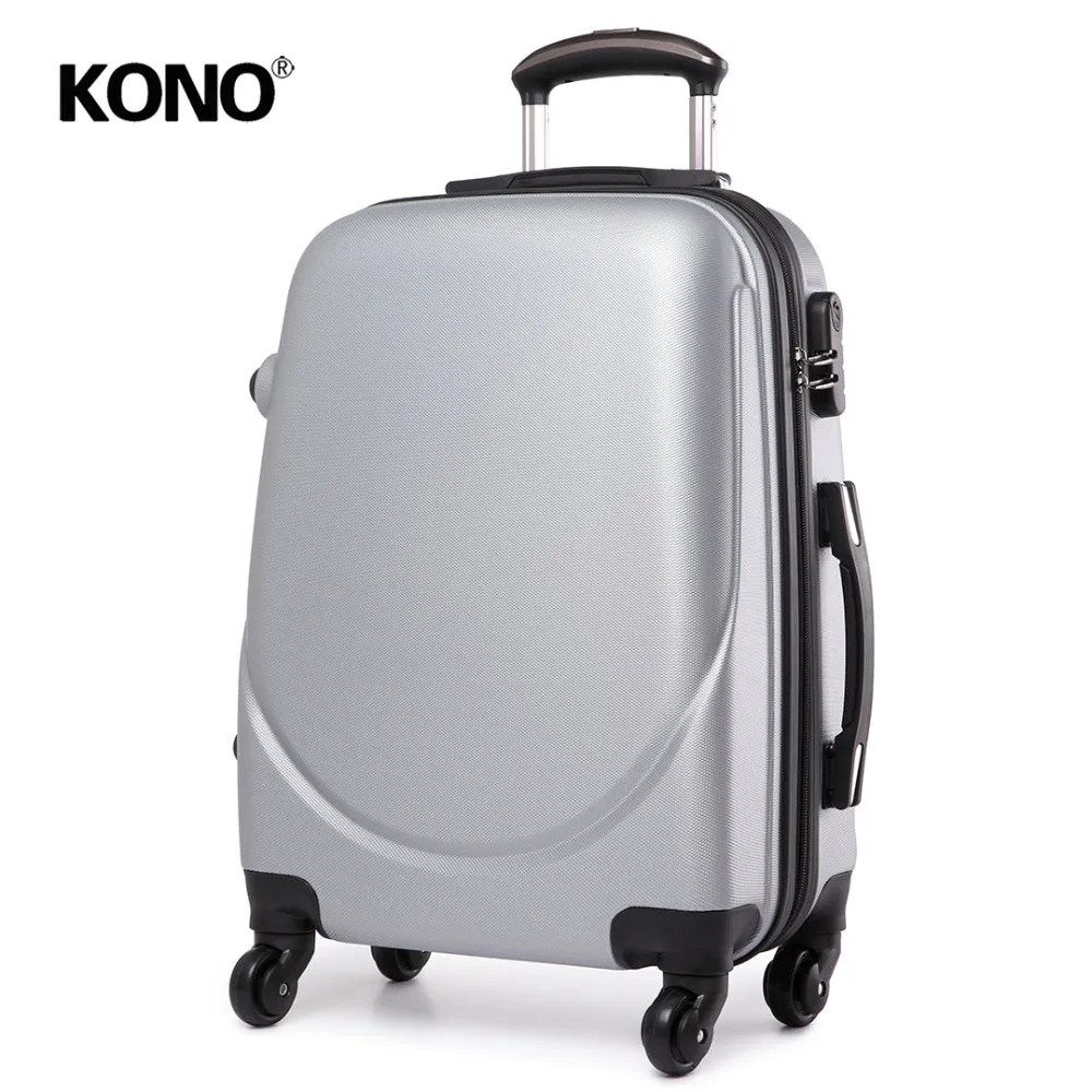 

KONO Cabin Suitcase 4 Wheels Luggage Carry On Check in Trolley Case Hand Bag for Travel School Hardside ABS 20 Inch Grey YD1602L