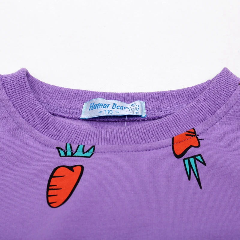 Humor Bear/свитшоты для девочек; Новинка г.; осенние брендовые футболки для маленьких девочек с принтом морковки; одежда для детей; блузка; одежда для детей