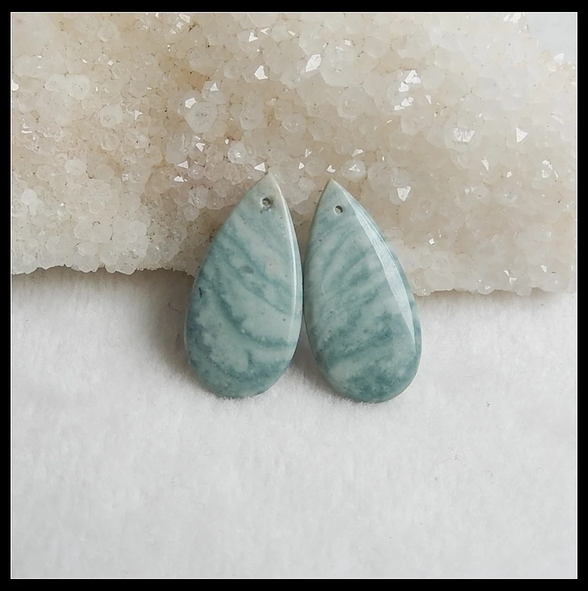 

Natural Stone Wave Jasper Water Drop Shape Earring Bead 29x15x4mm 2.28g Fashion Jewelry Women Earrings Accessories