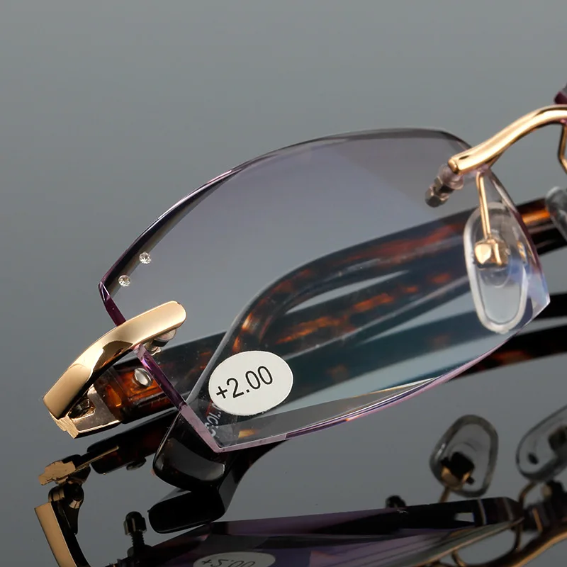 Высококачественные очки для чтения без оправы с бриллиантами, очки для мужчин и женщин, очки для чтения, мужские диоптеры 1,0 1,5 2,0 2,5 3,0