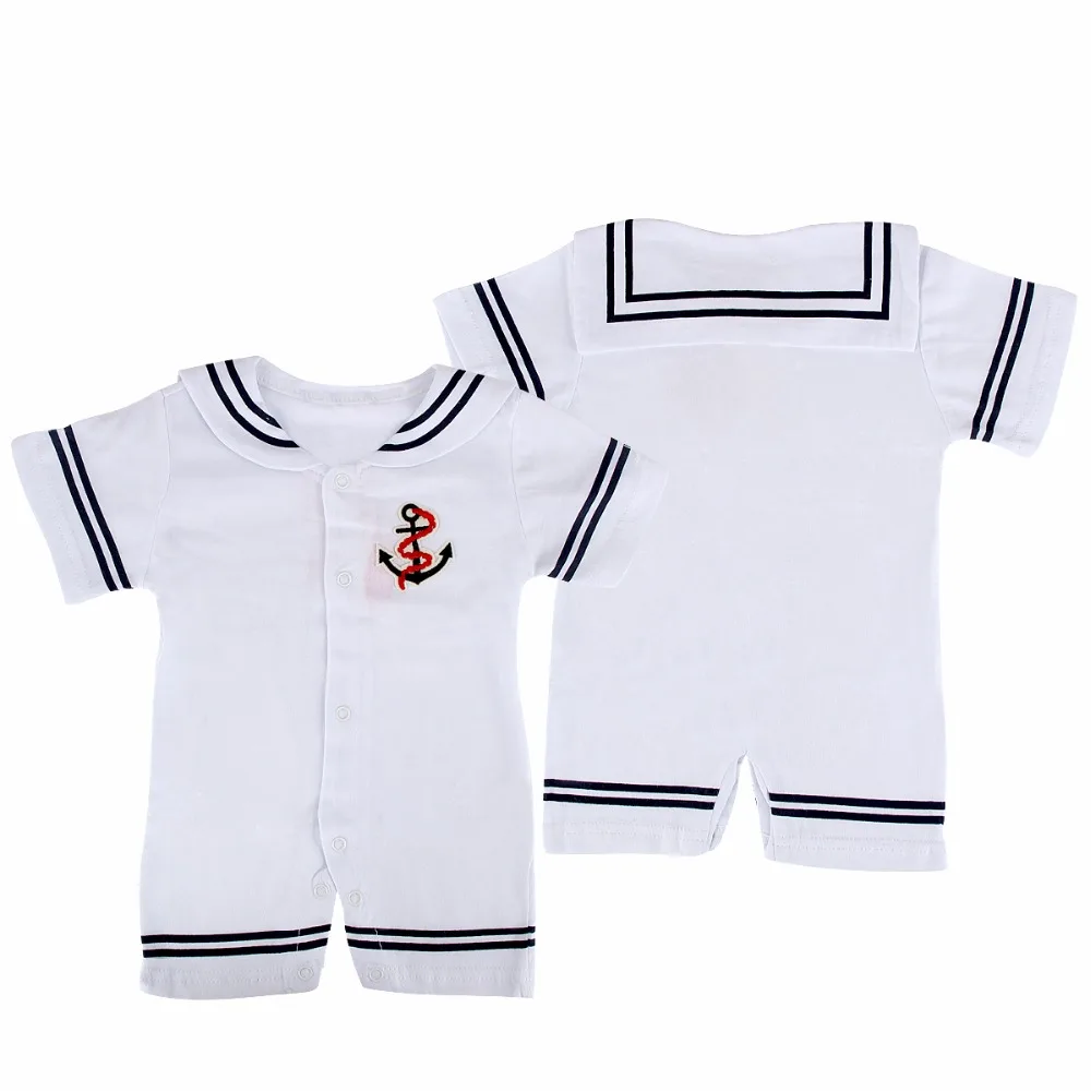 

2017 Newborn Baby Clothes Navy Sailor Uniforms Summer Baby Rompers Short Sleeve One-pieces Jumpsuit Tiny Cotton Baby Clothing