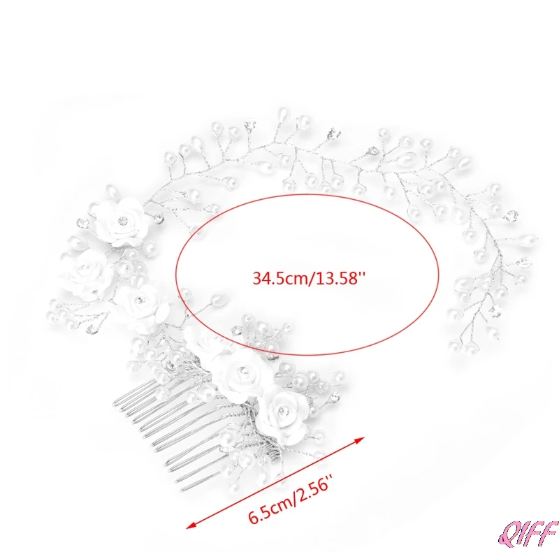 Свадебные цветы искусственный жемчуг Свадьба Диадема для девушки цветочный головной Венок повязка для волос расческа