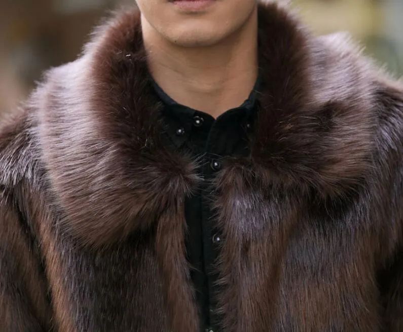 Горячая Распродажа, новое зимнее модное мужское пальто из искусственного меха, Мужская Высококачественная куртка из лисьего меха с отложным воротником, свободная куртка для отдыха, большие размеры S~ 4XL