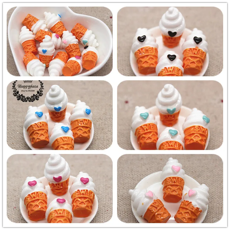 

10pcs 3D Resin Heart Ice Cream Cup Simulation Miniature Food Art DIY Craft Decoration Accessories,13*23mm