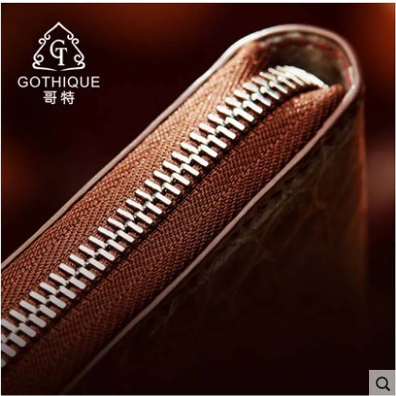 gete New imported crocodile wallet men's large-capacity business leather wallet long zipper hand bag men's clutch bag