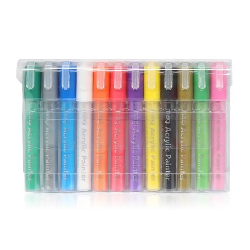 

12pcs Permanent Oil-Based Paint Markers Highlighter Pens for DIY Scrapbook Graffiti High Permanence for Paper, Canvas etc.