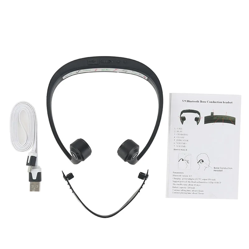 V9 ушной крючок костной проводимости Bluetooth 4,2 спортивные наушники гарнитура с микрофоном костной проводимости гарнитура для Iphone xiaomi