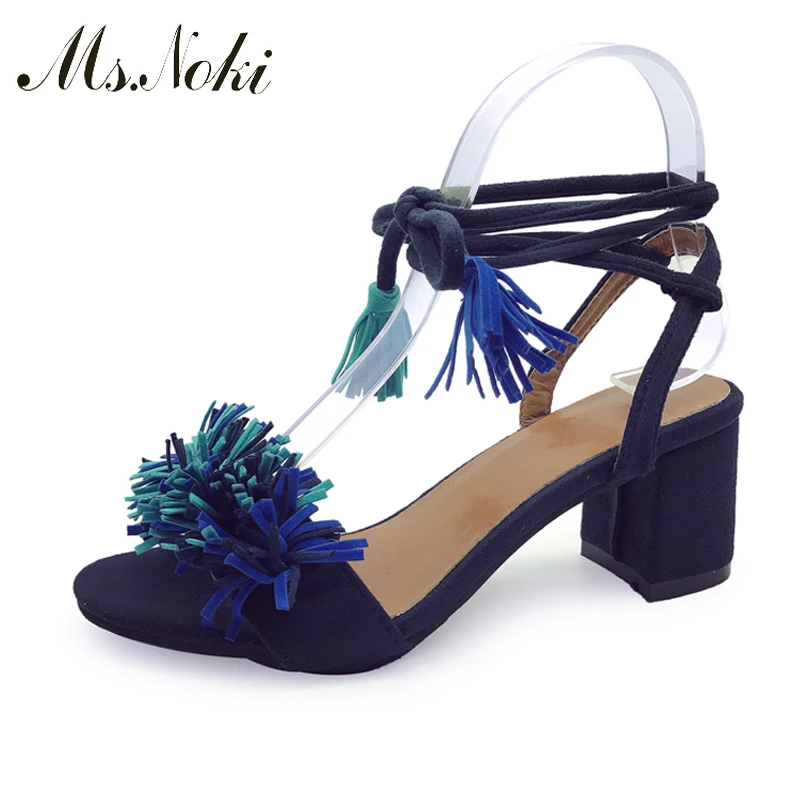 

Ms.Noki Narrow band Fringe spring leisure women Anke strap summer female black girl fashion slide women for girls