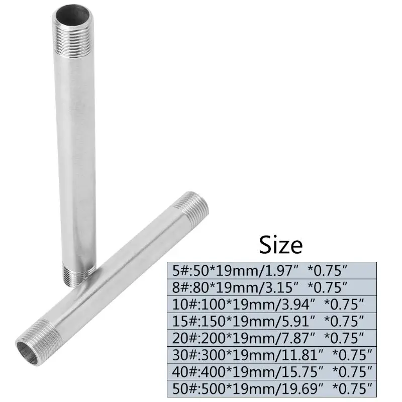 

G1/2" Stainless Steel Shower Rod Extension Tube Extended Bar Pipe Water Pipe Fittings 5/8/10/15/20/30/40/50cm lengthen