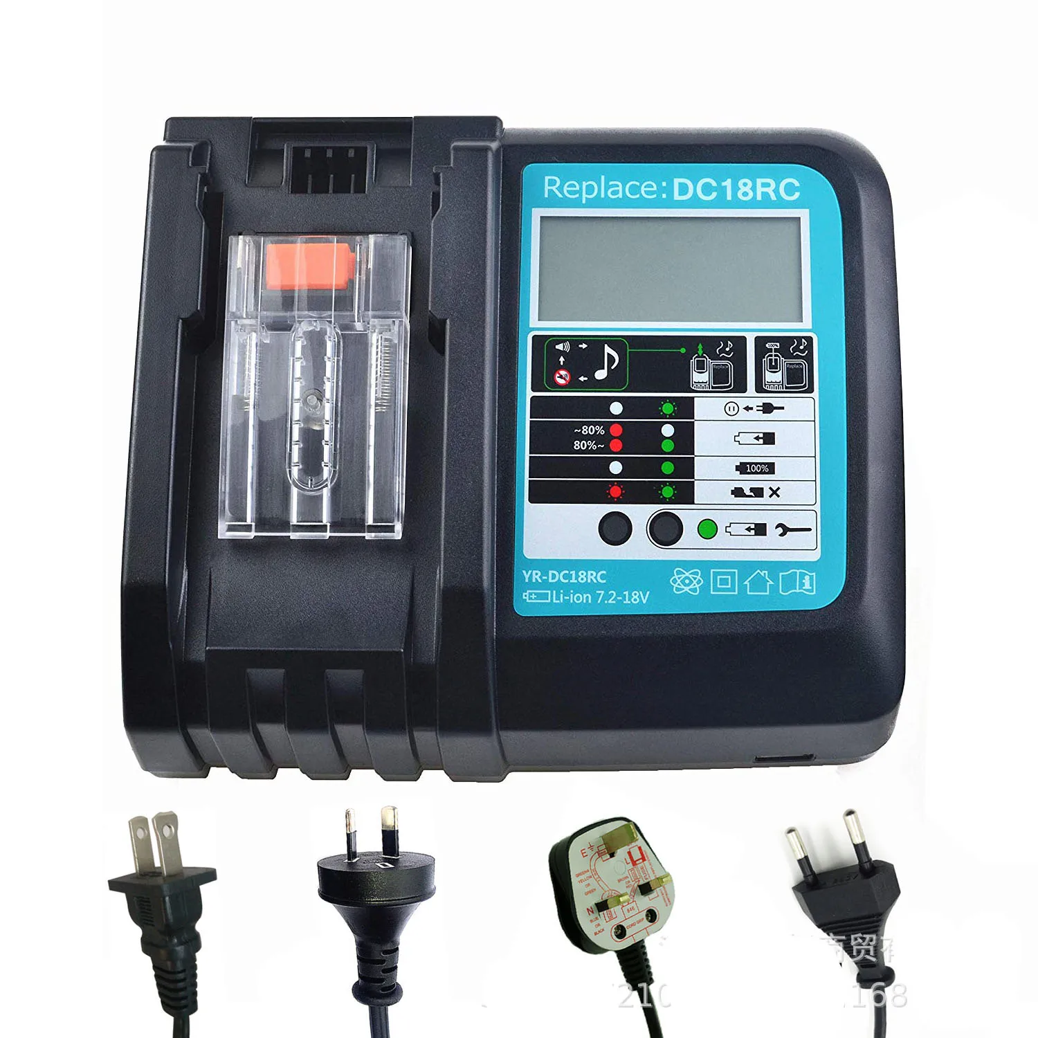 

Cncncool 14.4V 18V BL1830 Bl1430 DC18RCT Li-ion Battery Charger 3A 6A Charge Current for Makita DC18RC DC18RA Power tool charger