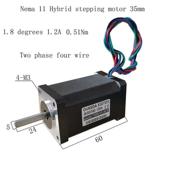 

2 Phase 35 Stepper Motor 0.51Nm Nema14 5.1kg.cm 1.2A 35BYG Step Motor 4 Wire 3D printer Stepping Motor length 60mm