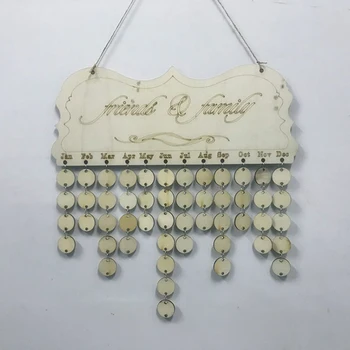 

Wooden Wall Calendar Friends&Family Round Pendant Wooden Calendar Sign Special Dates Reminder Board Home Hanging Decor