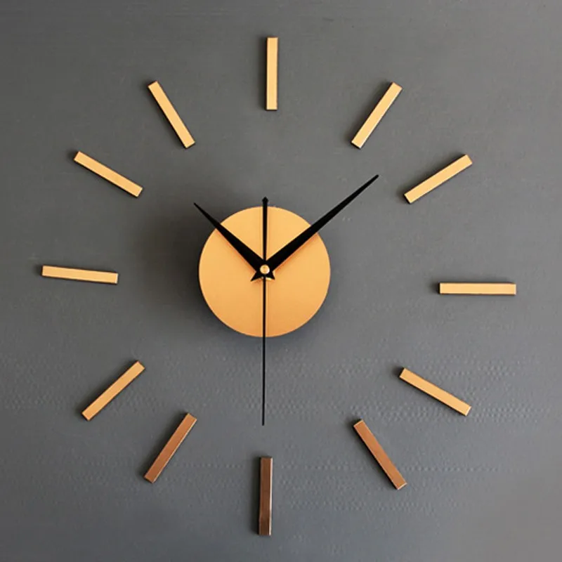 Большие 3D настенные часы DIY высококачественные металлические золотые кварцевые часы украшение дома для гостиной