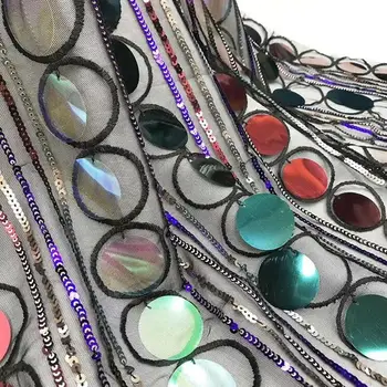 

Wholesale sequin embroidery Nigeria lace fabric ZLL-50506 high quality African tulle lace ladies dress 5 yards each