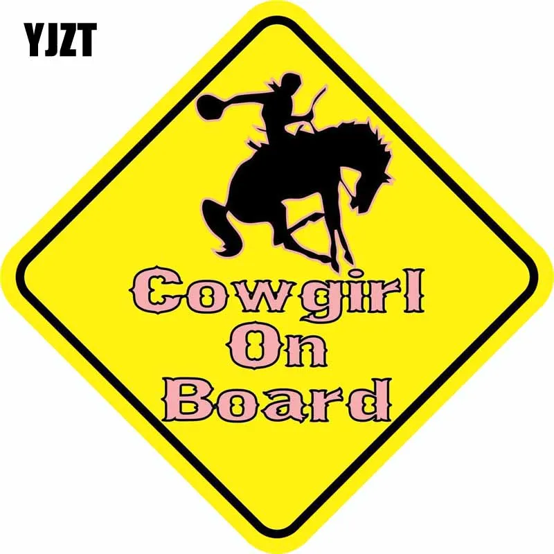 

YJZT 12.7CM*12.7CM The Handsome Cowboy COWGIRL ON BOARD Warning Mark The Tail Of The Car Reflective Car Sticker C1- 7361