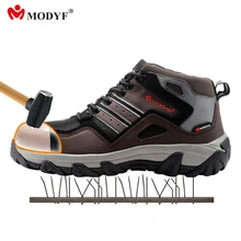 Modyf men winter warm steel toe cap work safety shoes casual reflective breathable outdoor boots puncture proof footwear