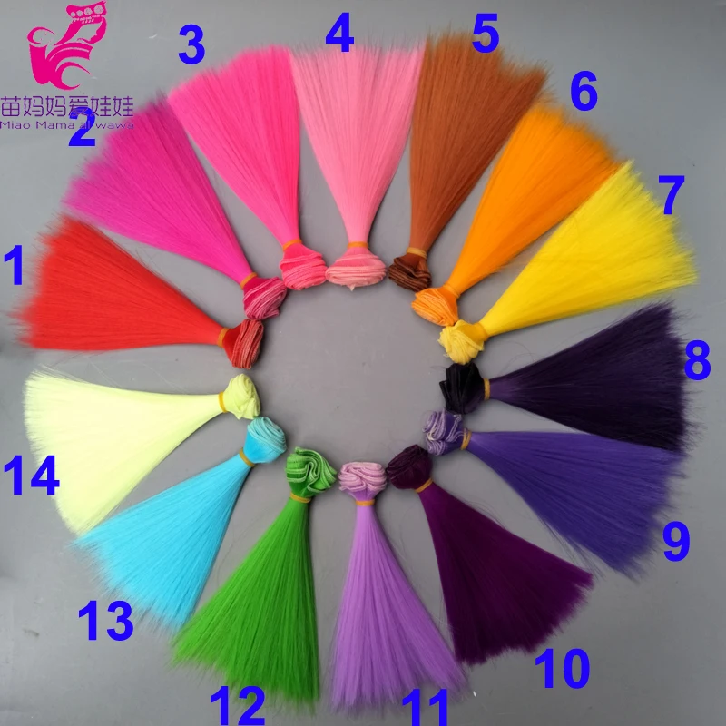 1pcs-doll-hair-15cm-25cm-Pink-Yellow-Purple-Green-Blue-color-straight-doll-wigs-for-Russian