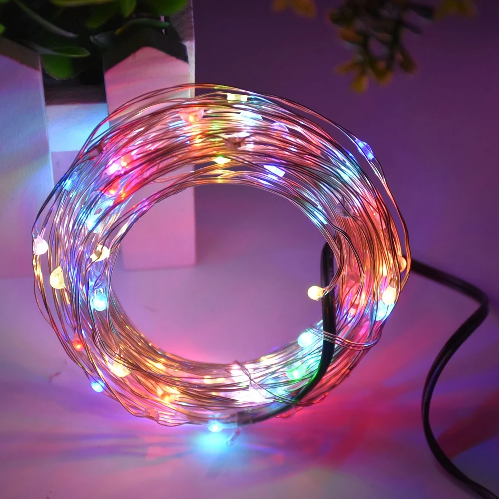 

free shipping DC12V 5M New Holiday Silver wire led string 50 LEDs Vines for Christmas Home Party holiday Decoration