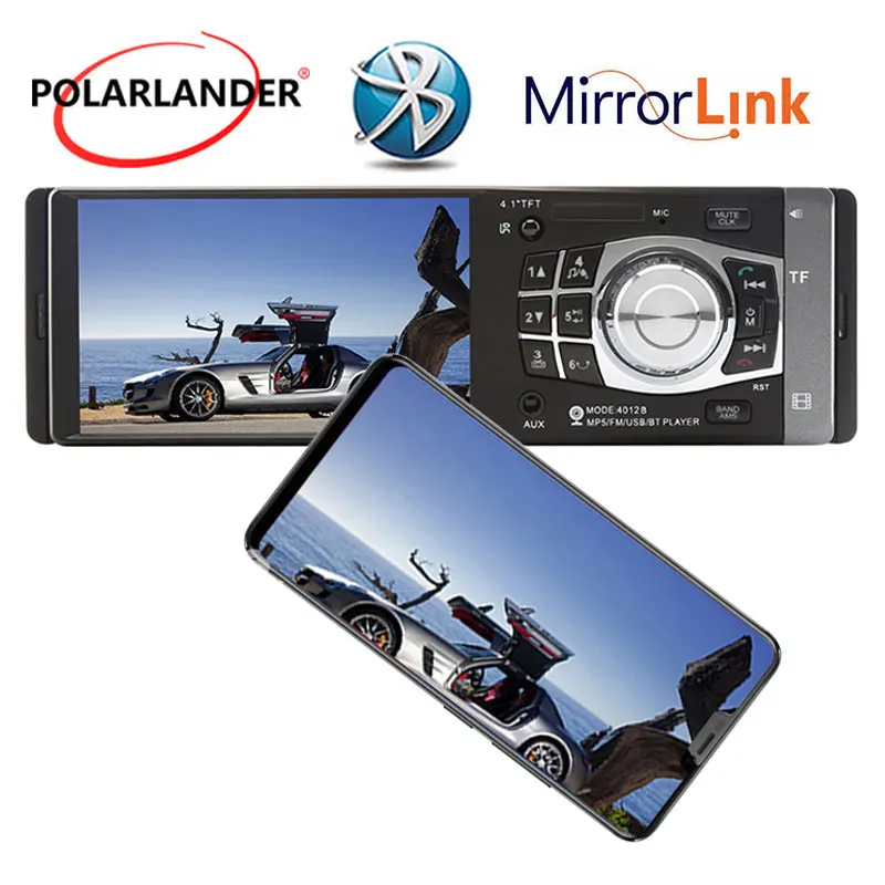 4012B Bluetooth MP5 плеер 1 Din автомобильное радио 4 дюйма USB Зеркало Ссылка для Android FM Авто