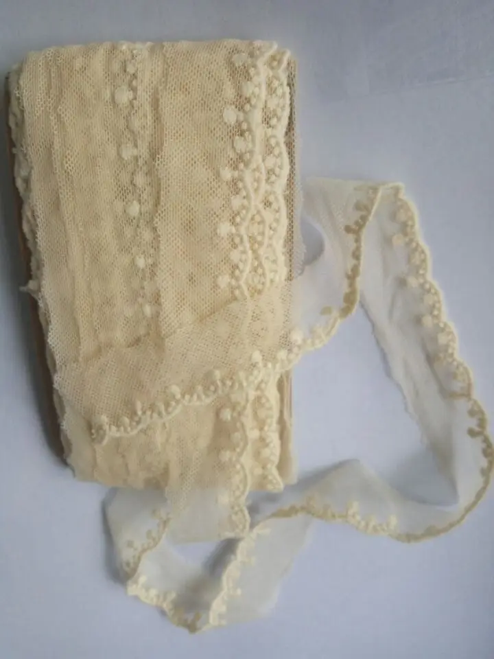 

Beige cotton thread embroidery net yarn lace