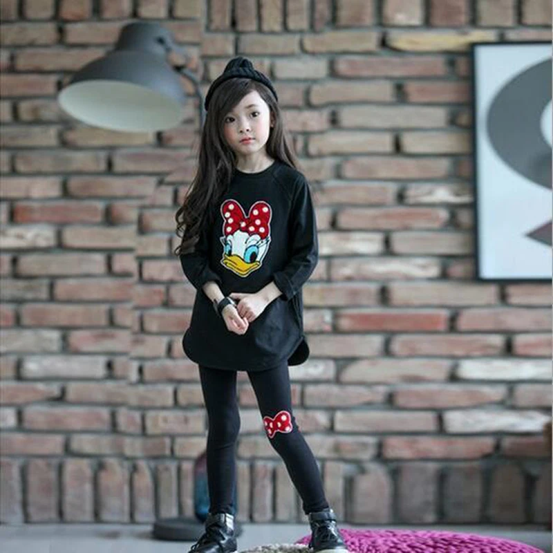 2017 New Childrens Clothing Set Casual Cartoon Girls Clothes Long Sleeve Spring Autumn Kids Suits for 3 4 5 6 7 8 9 10 Year Girl