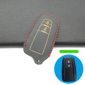

Genuine Leather Car Key Fob Cover Case Holder for Toyota CHR C-HR Camry Prius Prado 2016 - 2018 2 Buttons Remote Protect Shell