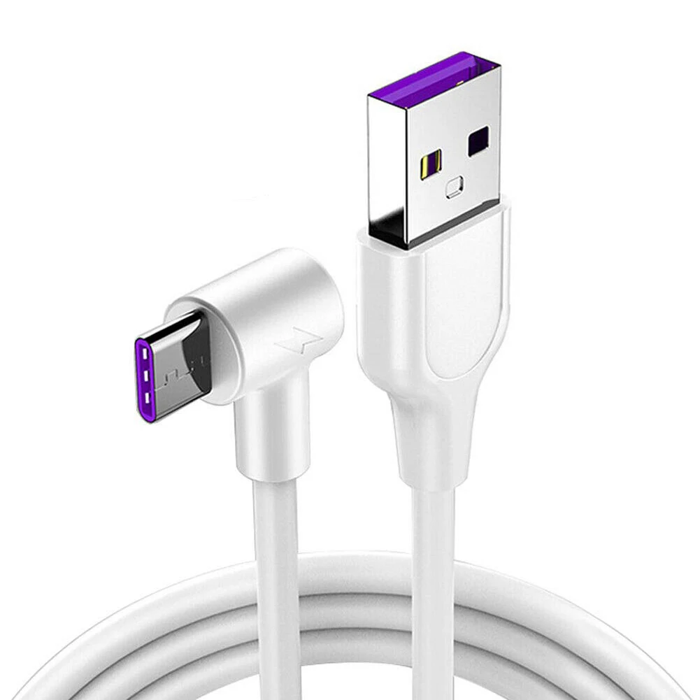 

90 Degrees 5A High Speed Data USB Safety Anti-twisting Double-sided Practical Super Flexible Type C Cable Portable Fast Charging