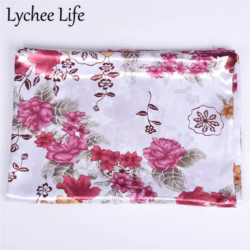 Lychee Life хит цвет ткань с цветочным принтом в китайском стиле 150 см атласная Печать