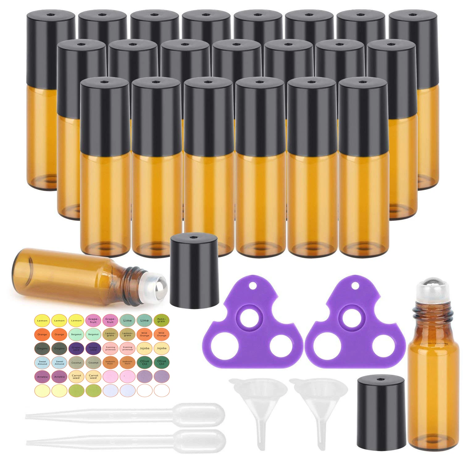

Essential Oil Roller Bottles 24 Pack Clear 5ml Glass Roller Bottles Roller Balls for Essential Oils, Roll on Bottles