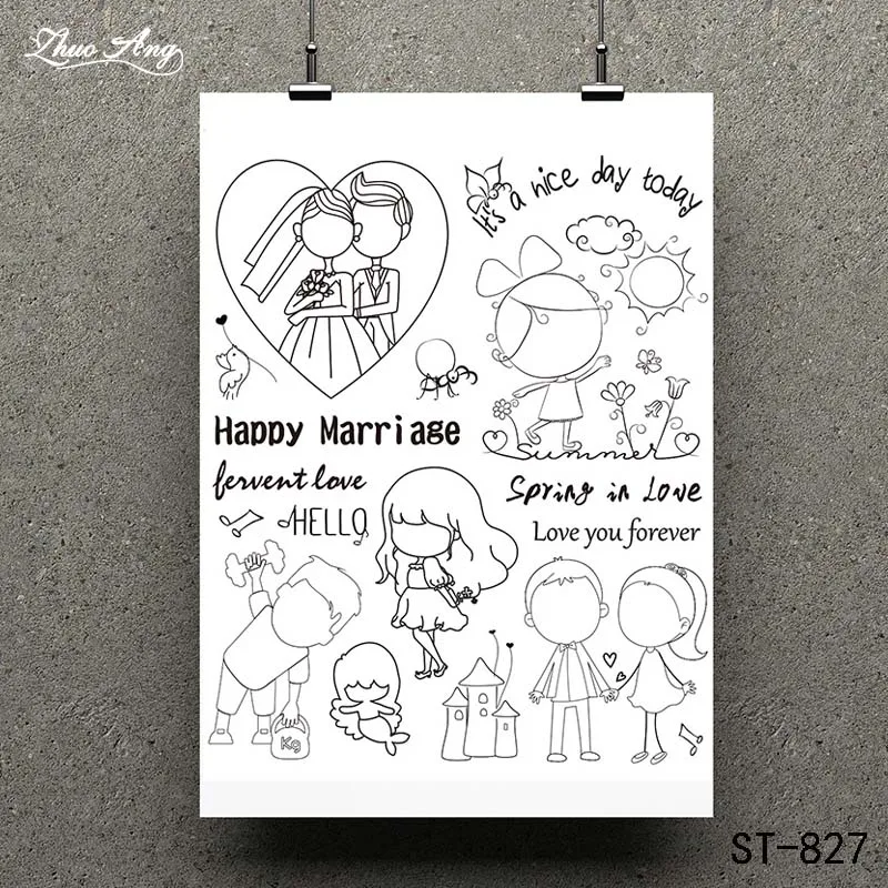 

ZhuoAng Happy Marriage Transparent Clear Stamp for Scrapbooking Rubber Stamp Seal Paper Craft Clear Stamps Card Making