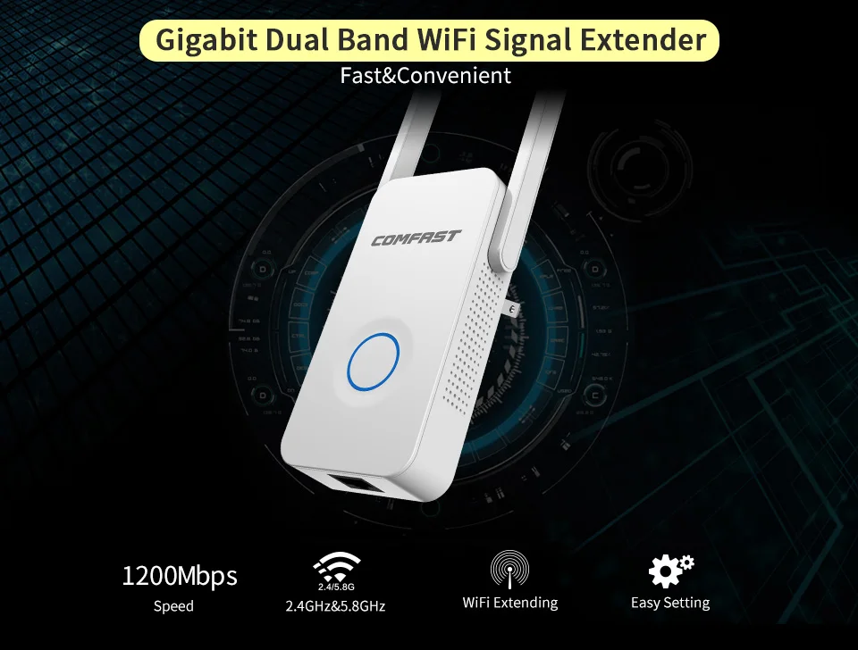 2019 1200 Мбит Comfast гигабит Wi-Fi повторителя точка доступа маршрутизатора Wi-Fi Range Extender 2 * 3dBI антенны 5,8 ГГц Wi-Fi сигнала Amplifer