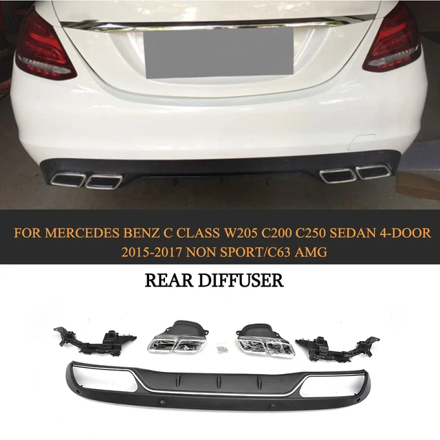 Pp Auto Rear Diffuser With Exhaust Ler For Mercedes Benz C Cl Pp Auto Rear Diffuser With Exhaust Ler For Mercedes Benz C Cl W205 C200 C250 Sedan 4 Door 2017 Non Sport C63 Amg