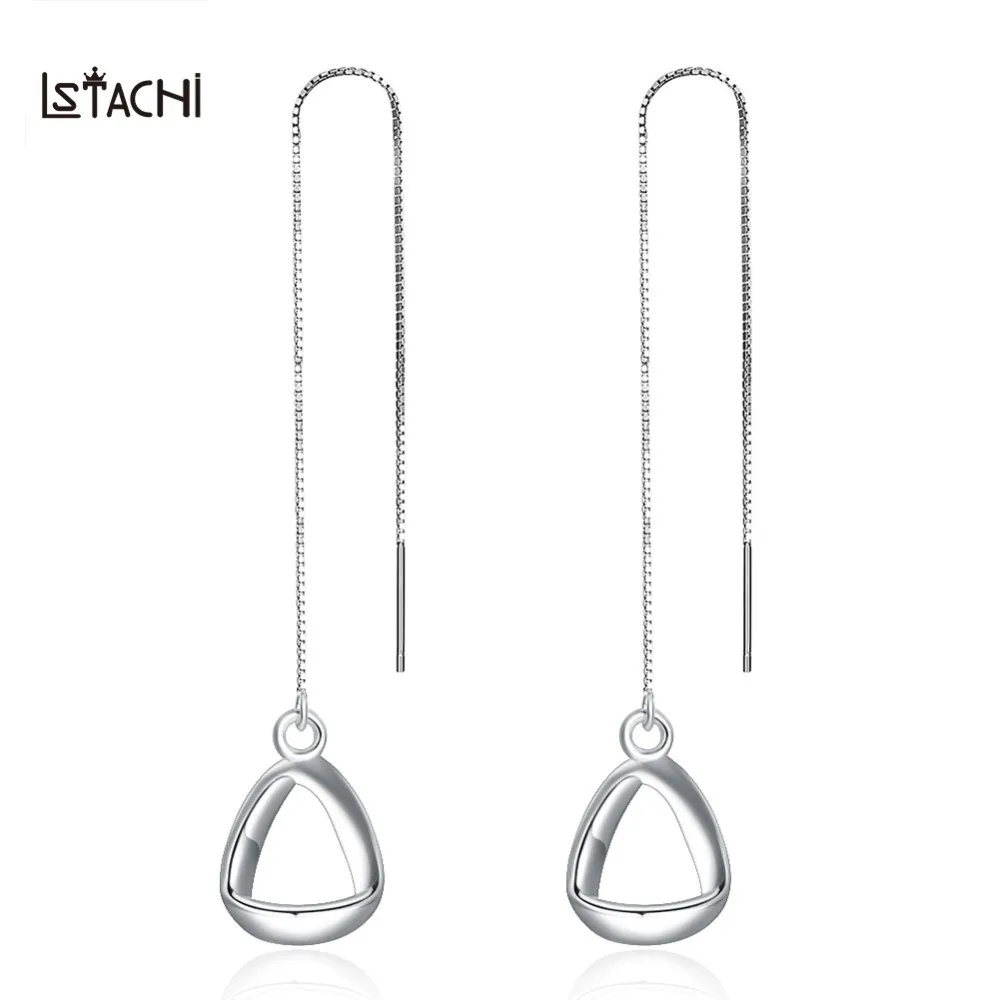LSTACHi Charming Geometric long drop earrings 100% 925 sterling silver women's dangle real pure jewelry | Украшения и