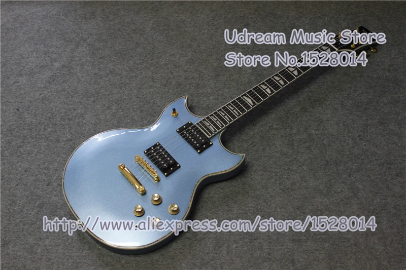 

Hot Sale China Light Blue Finish Suneye SG Electric Guitar With Gold Hardware Left Handed Custom Available